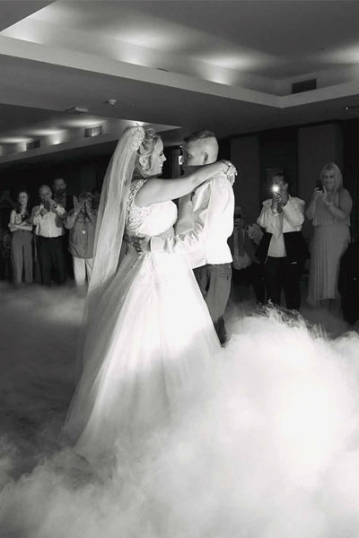 Talbot Hotel wedding photography bride and groom slow dancing during a Talbot Hotel wedding photography