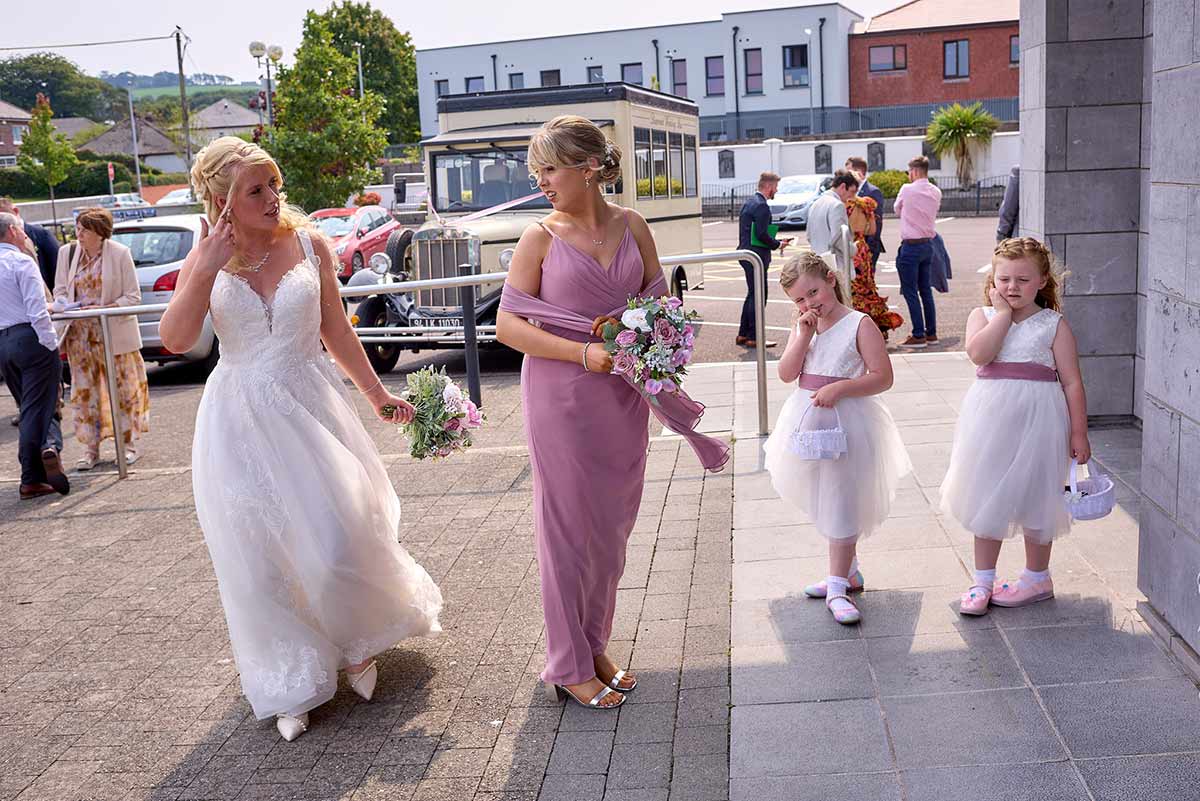 carlow-wedding-photographer portrait of the bride with her wedding dress on and hair and make up finished